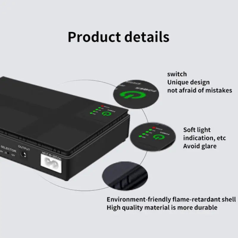 36W 10400mAh Mini Portable EU Route UPS 5V-24V Uninterruptible Power Supply For WiFi Router Large Capacity Standby Power Adapter