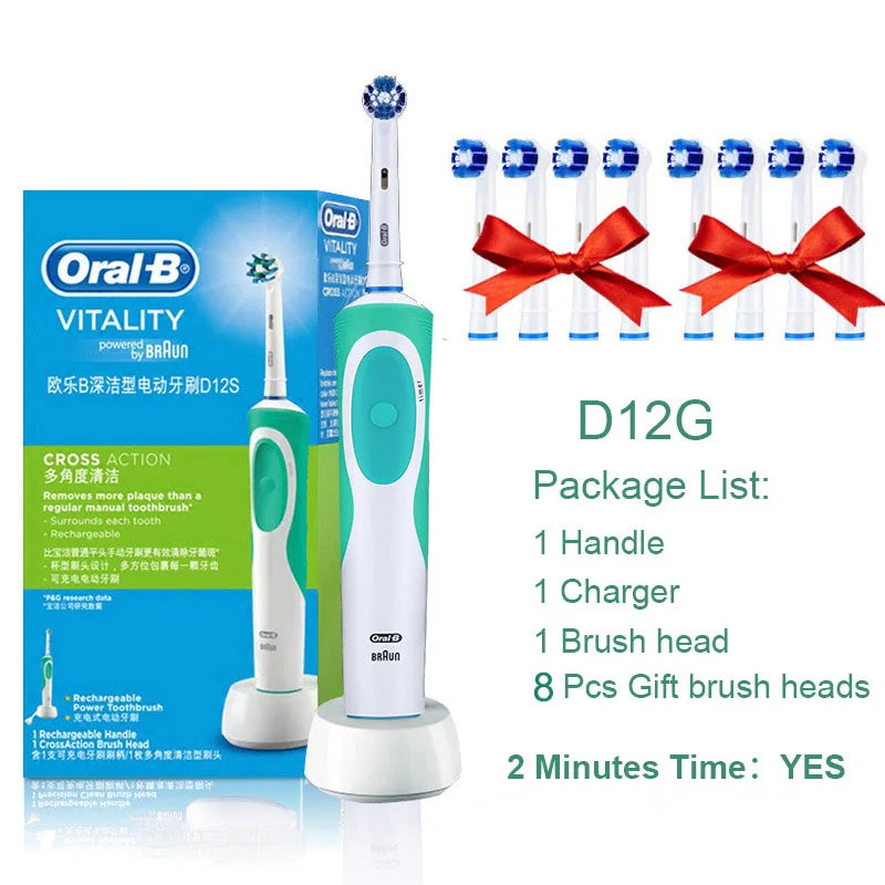 Oral B Electric Toothbrush Rotation Cleaning Oral 3D White Tooth Adult Vitality Tooth Brush Inductive Charging + Gift Brush Head