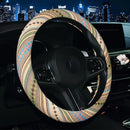 Car Steering Wheel Cover 38cm Universal Elastic National Wind Linen Car Steering Wheel Cover Breathable Non-slip Car Accessories