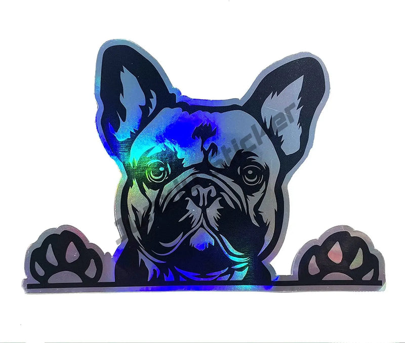 French Bulldog Holographic Decal Dog Paws Breed Bumper Sticker - for Laptops Tumblers Windows Cars Trucks Walls Decoration
