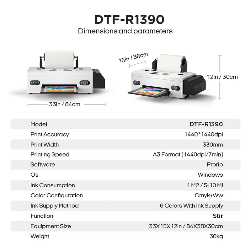 Procolored A3+ R1390 Dtf Printer Direct To Film Printing Machine With curing oven For T-Shirts And Textile
