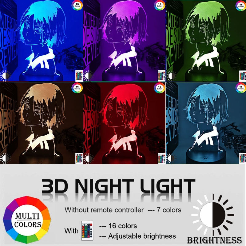 Haikyu!! 3D Led Night Light Anime Kozume Kenma Lamp for Bedroom Decor Nightlight Kids Children Birthday Gift Haikyuu Kenma Light