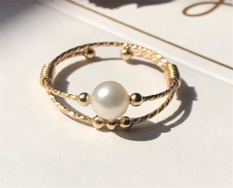 Natural Pearl Rings Handmade Gold Filled  Birthday Gift Boho Anillos Mujer Bague Femme Rings For Women Gold Jewelry