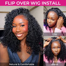 Jerry Curly Half Wig Human Hair Brazilian Deep Wave Curly Half Wig Human Hair 3 IN 1 Seamless Clip Ins Flip Over Drawstring Half Wig 200% Density Full Machine Made for Women Ready to Wear On Clearance Sale Pre Plucked Wig Par