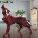 ERMAKOVA Wolf Statue Modern Abstract Geometric Style Resin Wolf Animal Figurine Office Home Decoration Accessories Gift