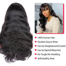 Body Wave Human Hair 30 Inche Wigs With Bangs 3x1 Full Machine Made Human Hair Wigs For Women Natural Color 200% Density