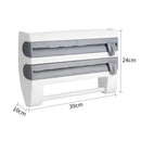 ABS Material Wall Mounted Kitchen Cling Film Dispenser with Cutter, Cling Film Aluminum Foil Roll Holder Paper Towel Holder Grey