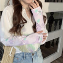 Sun Protection Ice Silk Riding Sleeves – Floral UV Protection, Cooling Arm Warmers & Half-Finger Design for Cyclists