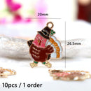 10pcs Cute Thanksgiving Turkey Food Metal Pendant Cartoon Alloy Charms DIY Necklace Bracelet Earrings Jewelry Keychain Accessory