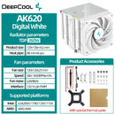 DeepCool AK620 Twin Towers CPU Air Cooler 6 Heatpipes White Dual Cooling Fans Radiator For LGA1700 2011-v3 115X 1200 AMD AM4 AM5