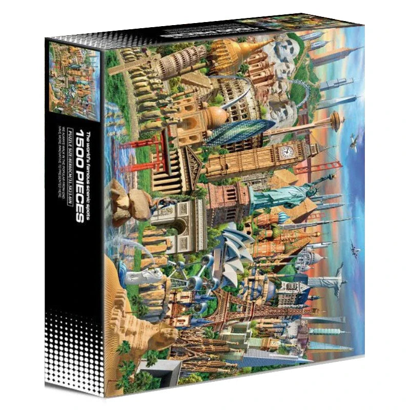80*60cm Adult 1500pcs Paper Jigsaw Puzzle The World's Famous Scenic Spots Landscape Paintings Stress Reducing Toy Christmas Gift