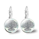 Popular Jewelry Glass Pendant Alloy Earrings Tree of Life Earrings Simple Jewelry, Fashionable and Versatile Temperament Gifts