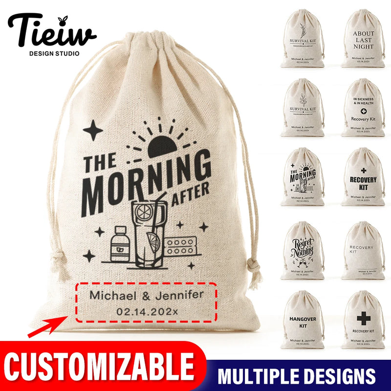 30pcs Personalized Hangover Kit Bags-Tieiw-Custom Wedding Favor Recovery Kit Pouches For Party Celebration Event Essentials Gift