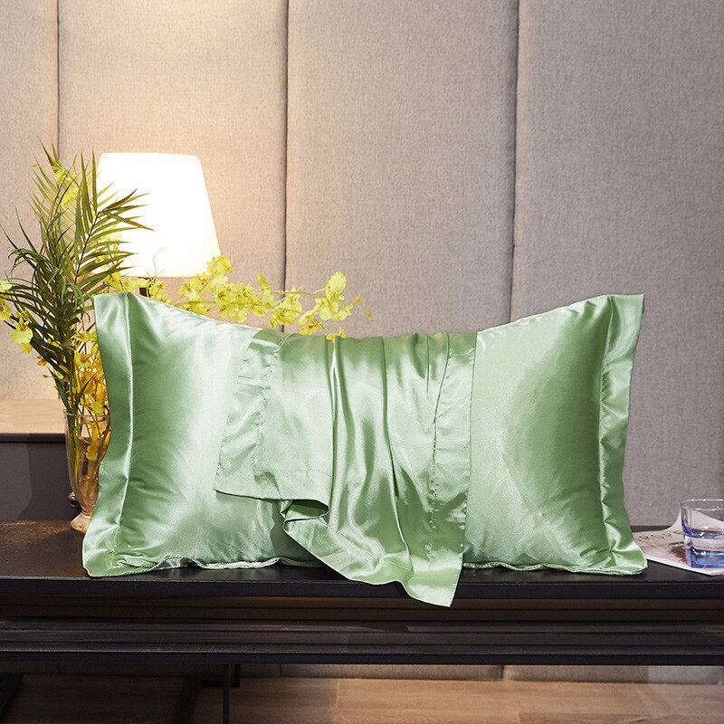 48x74cm Pillowcase Artificial Silk Pillow Cover Solid Color Smooth Satin Pillows Covers for Bedding Sleeping Pillowcases 1/2 pcs