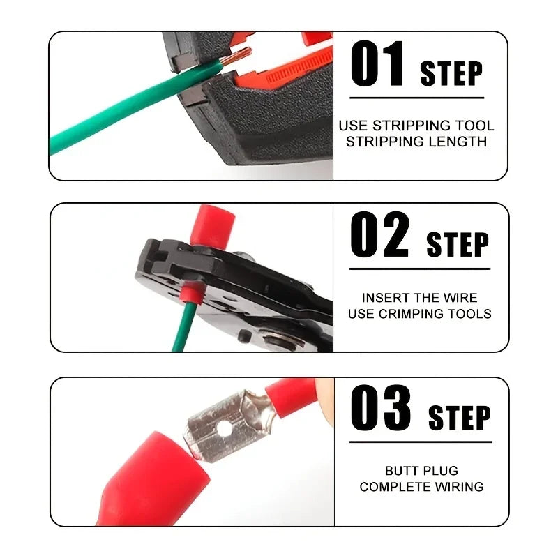 200pcs 6.3mm red  Gauge Fully Insulated Male/Female Spade Quick Splice  Terminals - The Perfect Wire Crimp Connector Set!