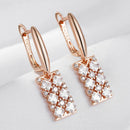 Kinel Unique Natural Zircon Long Square Dangle Earrings for Women Luxury 585 Rose Gold Color Accessories Daily Fine Jewelry