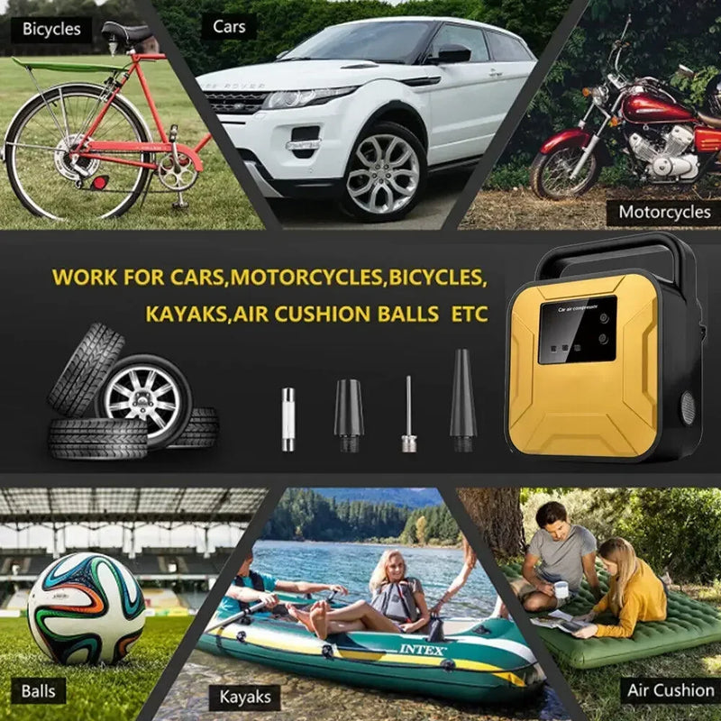 12V Electric Car Tyre Inflator 150PSI Portable Air Compressor Pump Digital Display Tire Inflator Pump With Emergency Lighting