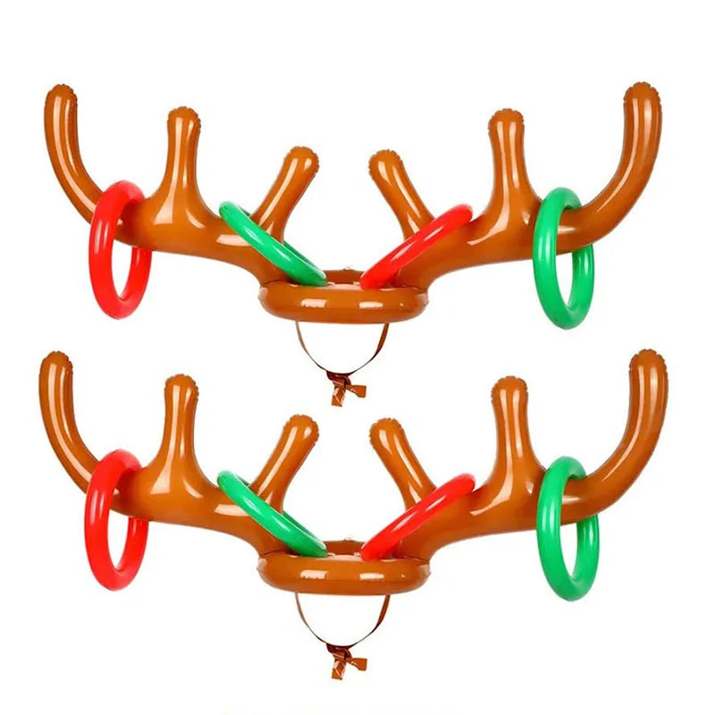 Christmas Game Inflatable Reindeer Antler Hat Ring Toss Kids Gifts Toys New Year Christmas Home Decoration Xmas Party Supplies