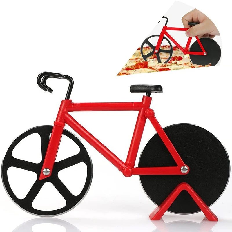 Bicycle Pizza Cutter Wheel Stainless Steel Bike Pizza Knife Slicer Non-stick Dual Cutting Wheels Pizza Cutter Kitchen Gadgets