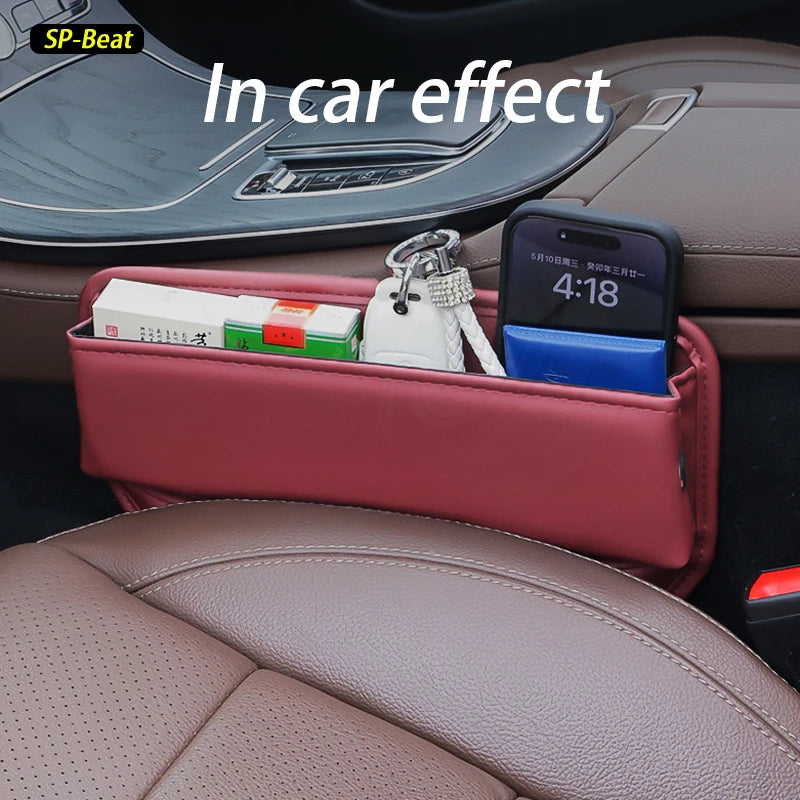 Car Seat Storage Box, Leather Interior Storage Bag, Car Seat Gap Filler, Universal Multi-Function Console, Side Storage Box 