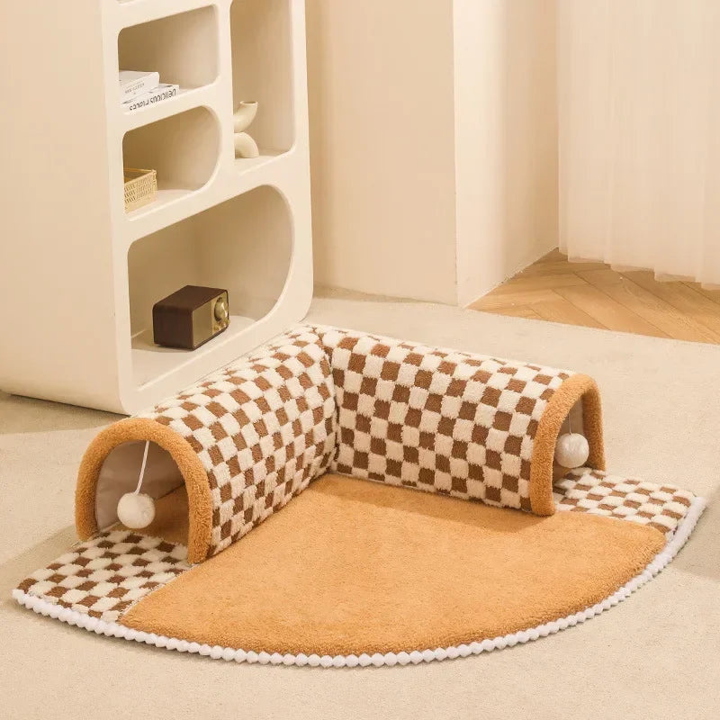 Tunnel Cat Nest Winter Warm Removable Washable Bed Cat Shelter Closed House Autumn and Winter Mat Pet Supplies Accessories