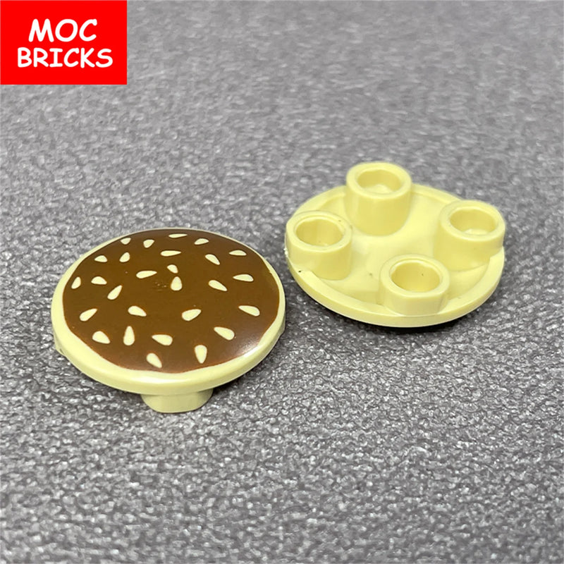 MOC Bricks Food Cookie Bone Pretzel Bagel Biscuits Waffle Chips Hot Dog Bread Pizza Milk Educational Building Blocks Kids Toys