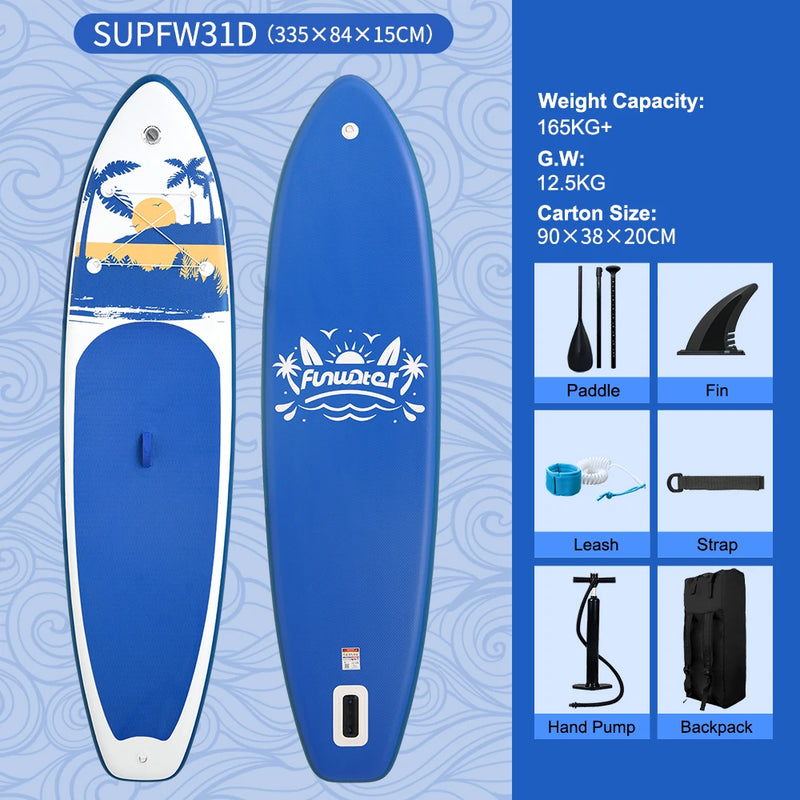 FunWater 350✖87✖15cm Sup Board Inflatable Surfboard Stand Up Paddle Board Inflatable Sup PaddleBoard with Accessories EU Stock