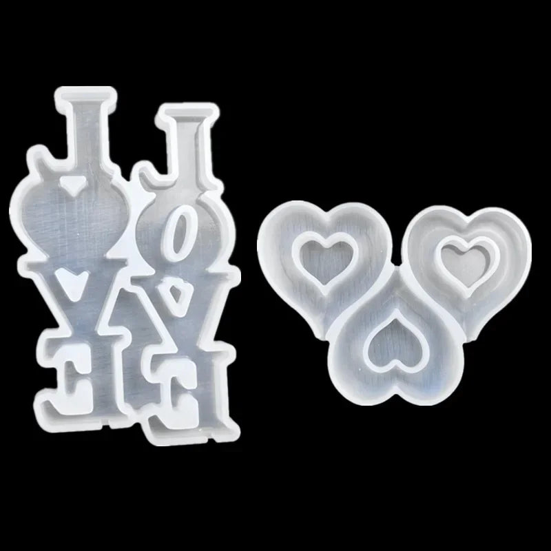 Hollow Heart Shape Silicone Lollipop Molds Bunny Rabbit Chocolate Candy Cheese Mould Valentine Day Easter Cake Decorating Tools