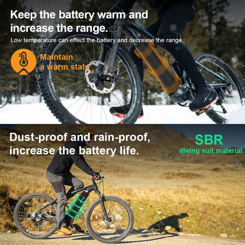 Upgrade Waterproof Bag Dustproof Anti-mud Cover for Down Tube Ebike Battery Keep Battery Warm Rain Proof Battery Frame Protector