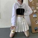 Female Cut Out Crop Top Hoodie Long Sleeve Hooded Pullover Sweatshirt Drop Shoulder Drawstring Hoodie Crop Jumper-Top
