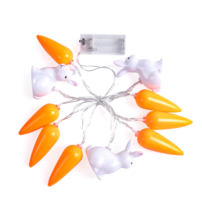 1.5m Easter LED Bunny String Lights for Home Decor Carrot Rabbit Chick Egg Fairy Light Garland Ornament Happy Easter Party Gifts
