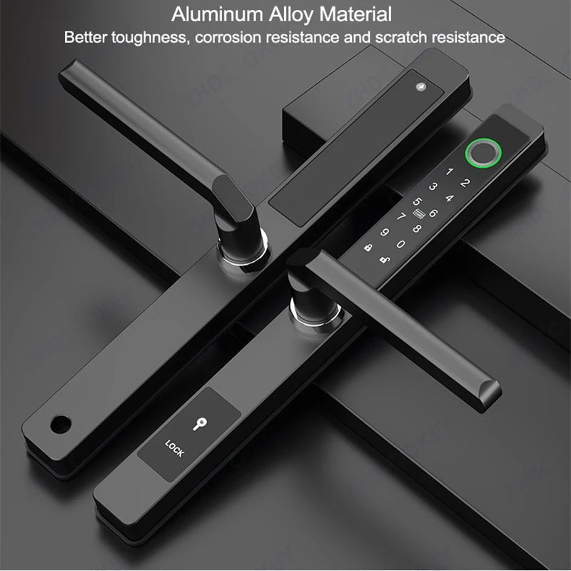 ZHDCOOKEY Electronic Door Lock APP Remote Unlock Waterproof Fingerprint IC Card Password Aluminum Alloy Sliding Door Smart Locks