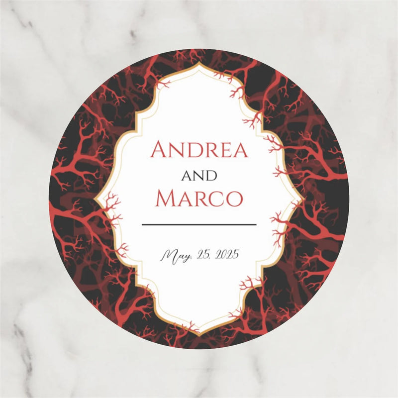 Customized wedding thank-you circular stickers, suitable for occasions such as weddings, birthdays, baptisms, and anniversaries.