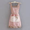 1pc Strap Canvas Floral Apron with Hood, Waterproof Oil-resistant Breathable Workwear WaistApron