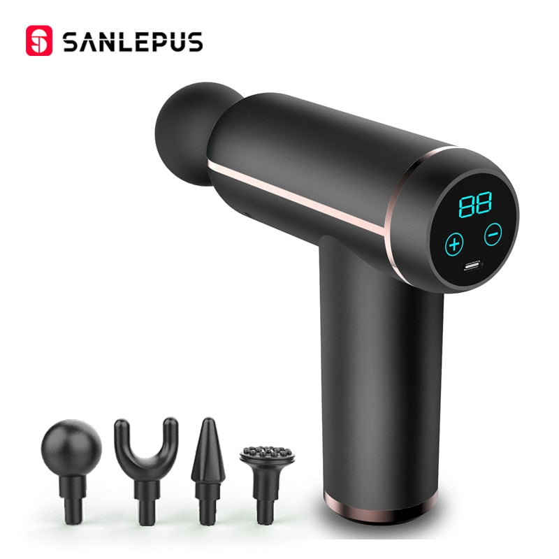 SANLEPUS Portable LCD Massage Gun For Body Neck Back Electric Percussion Massager Deep Tissue Muscle Relaxation Fitness Slimming