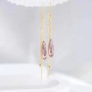 South Korea's New Long Green Drop Crystal Earstring Fashion Temperament Simple Tassel Earrings Women's Jewelry