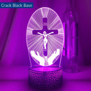 Jesus Cross 3D LED Night Light for Friends Xmas Easter Room Decor Gifts Crucifix Optical Illusion Desk Table Lamp Nightlight