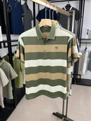 Luxury brand short sleeved men's polo shirt summer new fashion youth custom striped badge design Korean silk top casual T-shirt