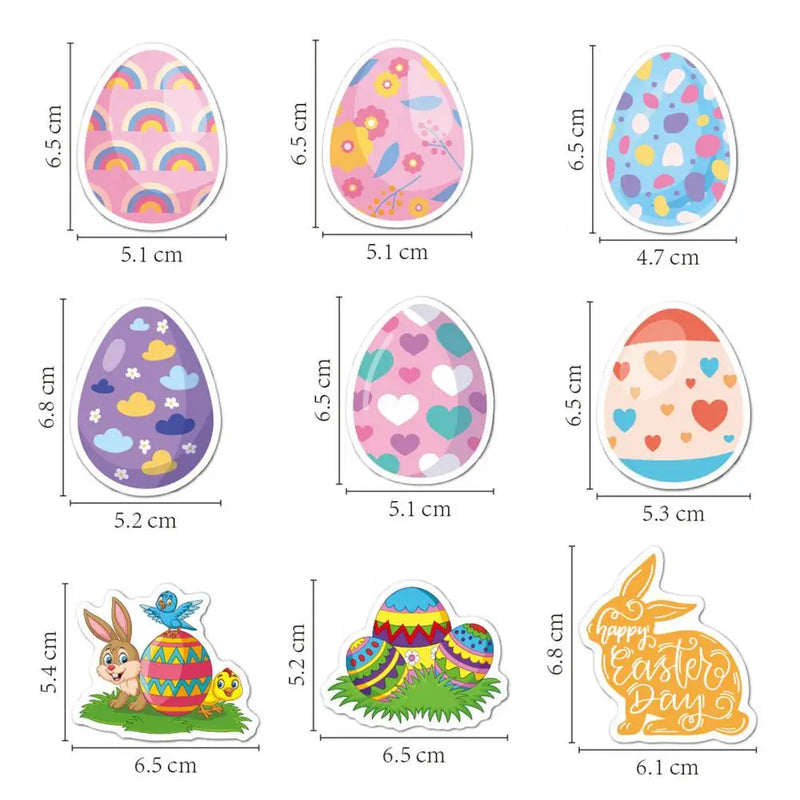 50Pcs Easter Stickers Waterproof Egg Bunny Rabbit Vinyl Stickers Cartoon Cute Sticker  Pack For Kids Water Bottles Laptop Gift