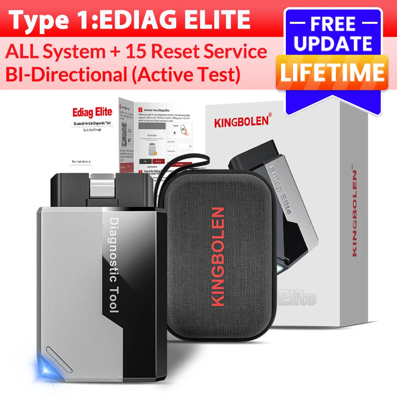 HOT KINGBOLEN Ediag Elite Lifetime free Car Diagnostic Tools All system 15 Resets Bi-directional Built-in CANFD FCA OBD2 Scanner