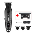 Kemei KM-2293 DLC T-Blade Professional Finishing Machine Zero Gapped Clipper USB LED Display Full Metal Hair Trimmer Machine
