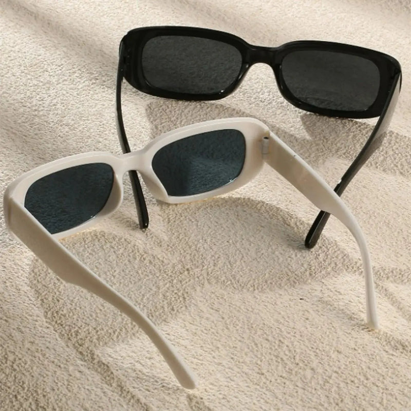 2Pcs Fashion Small Square Frame Sunglasses Combination Black White Set Retro Style Cute Ladies Daily Holiday Decoration Glasses