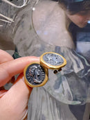 Vintage Style Gold Plated Ancient Coins Stud Earrings For Woman Round Button Shape Luxury Quality Jewelry Designer Gift 2026
