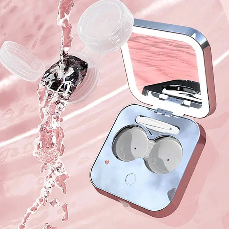 Ultrasonic Cleaner Mini Contact Lens Cleaning Machine Cleaning Case 47000Hz Colored Contact lenses Washing Case with LED Lights