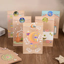 12pcs Ramadan Kraft Paper Gift Bag with Stickers Eid Mubarak Candy Cookie Packaging Bag 2025 Islamic Muslim Party Decor Supplies