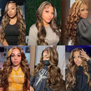 Highlight Body Wave 13x4 Lace Front Human Hair Wig Piano Pre Plucked P427 Blonde Colored HD 13x6 Lace Frontal Wigs for Women