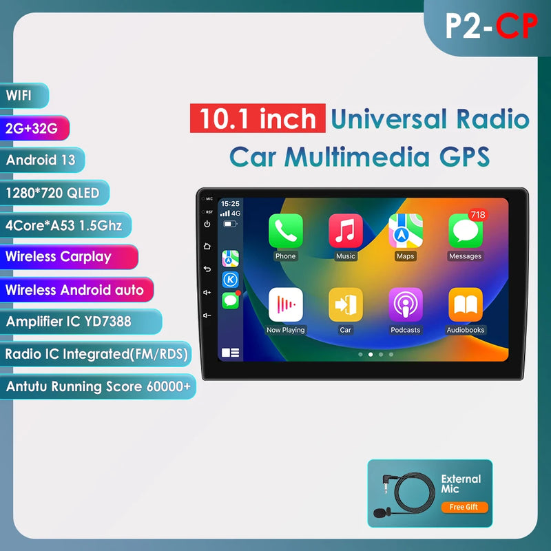 2din Android 13 Auto Car radio Universal Multimedia Video Player GPS Navi Audio Stereo  4G WIFI Carplay Screen Head Unit SWC FM