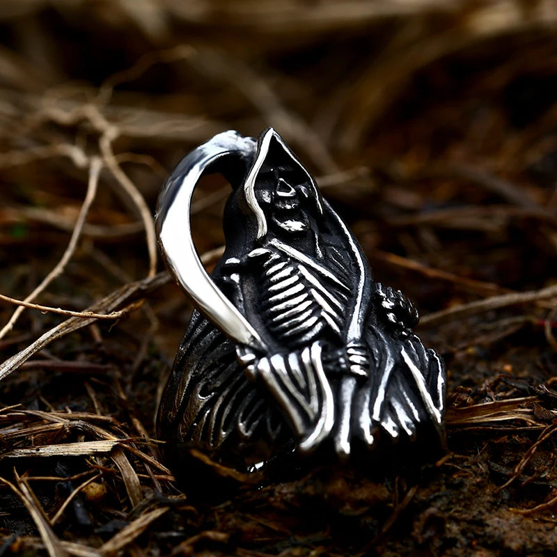 Beier 2022 New Designs 316L Stainless Classic Hell Skull Grim Reaper Men's Ring Punk Party High Quality Jewellery LLBR8-143R