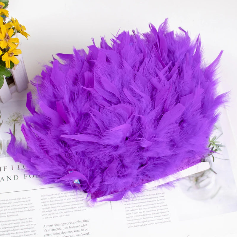 1 Meter Natural Turkey Feathers Trims 10-15cm for Sewing Ribbon Clothing Fringe Plumes Decoration DIY Crafts Wedding Party Dress