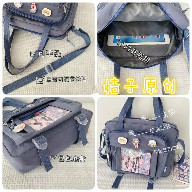 Japanese High School Girls JK Bag Transparent Handbags Book Bag Satchels Shoulder Bag Itabag Big Crossbody Bags Women Ita bag